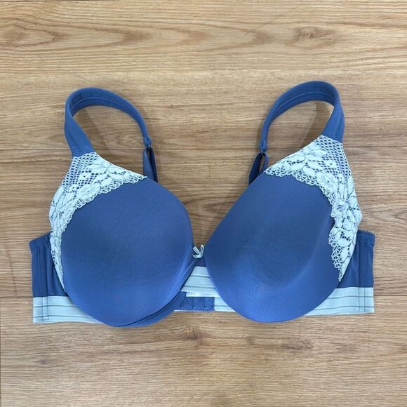 Cacique Lane Bryant Women's Blue Lace Bra 42C Plus Intamintes Undergarments Sexy - Picture 1 of 6